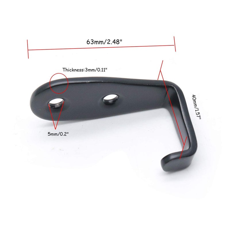 Flyisland Wall Hooks 8 Pcs, Coat Hooks Garage Hook Wall Mounted Hat Hangger Hooks Robe Hook Single Coat Hanger Heavy Duty (8 Pack, Black) - Image 3